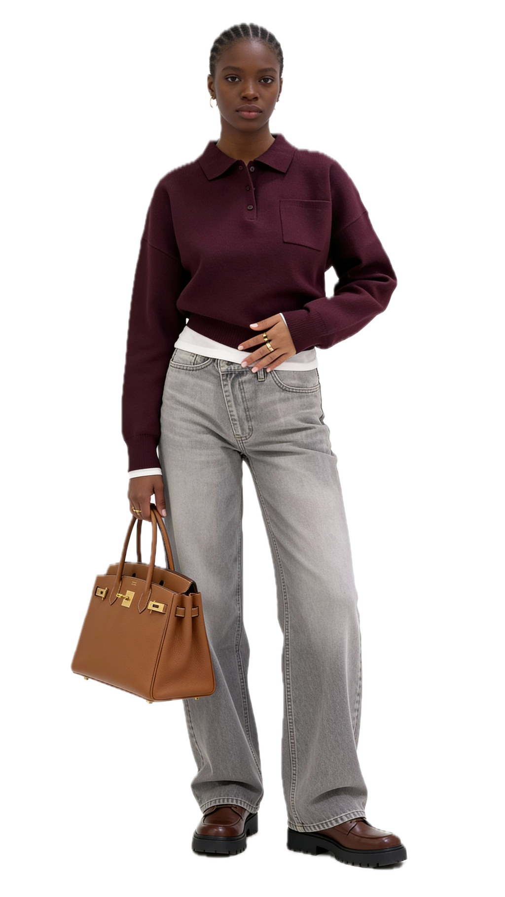 Wine Red Lapel Collar