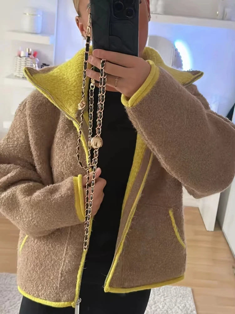 Contrasting Cardigan Jacket