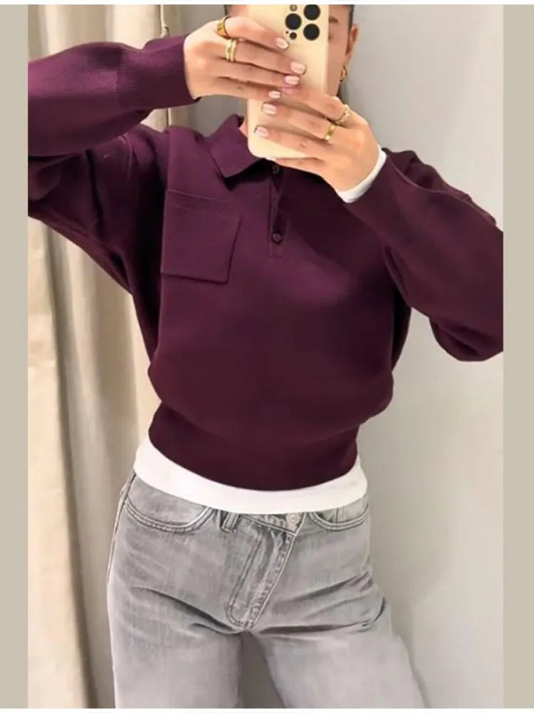 Wine Red Lapel Collar