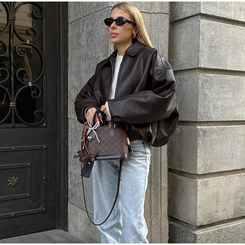 Vintage PU Leather Bomber Jackets 2