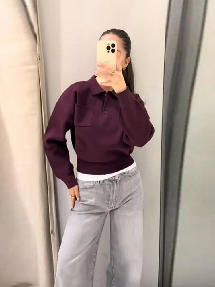 Wine Red Lapel Collar