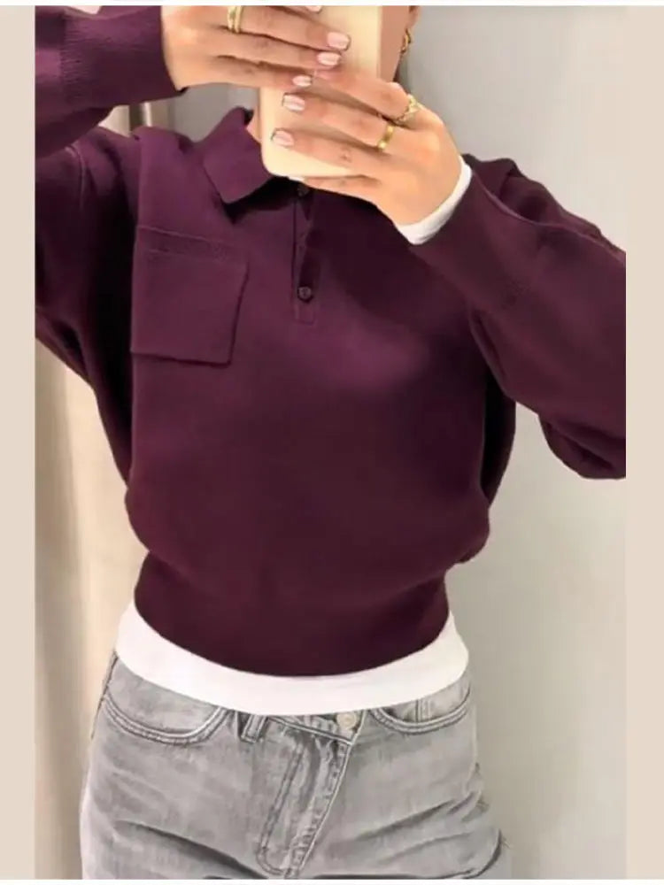 Wine Red Lapel Collar