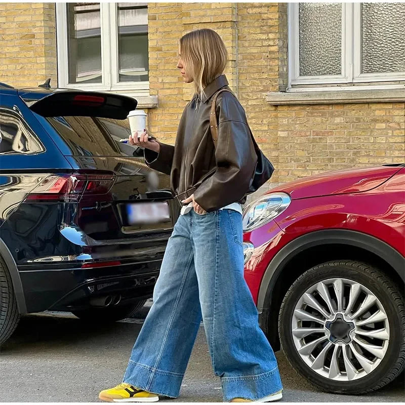 Vintage PU Leather Bomber Jackets 2