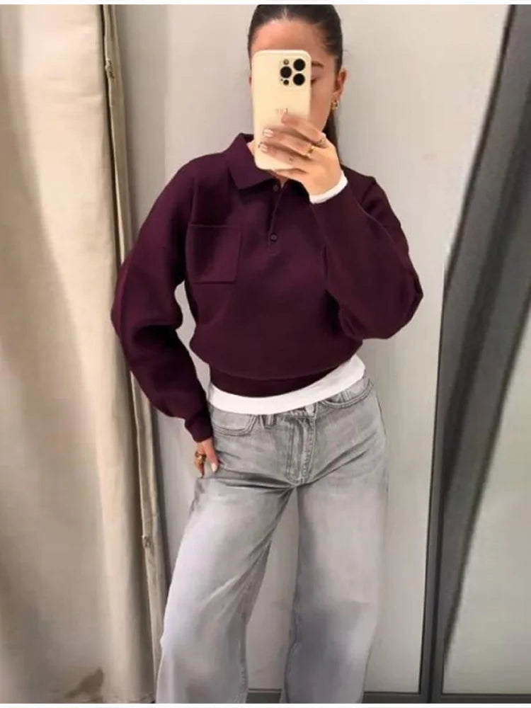 Wine Red Lapel Collar