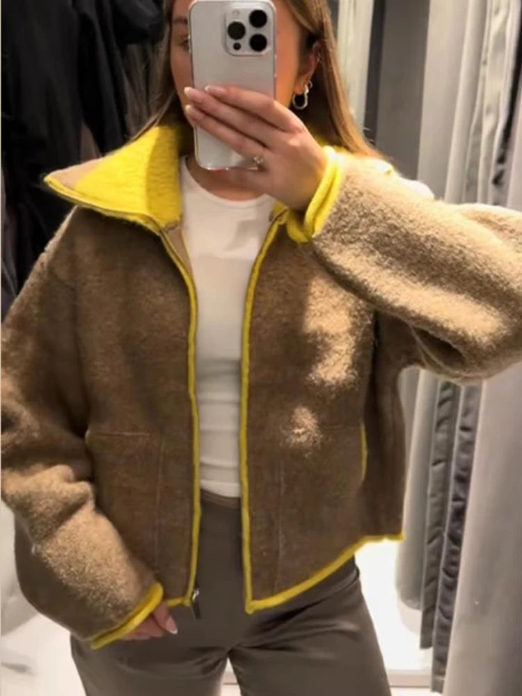 Contrasting Cardigan Jacket