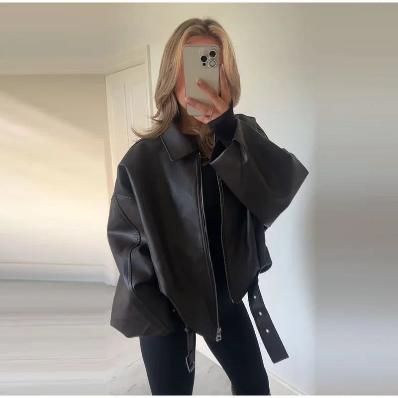 Vintage PU Leather Bomber Jackets 2