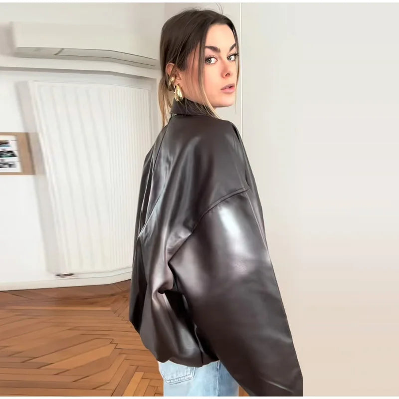 Vintage PU Leather Bomber Jackets 2