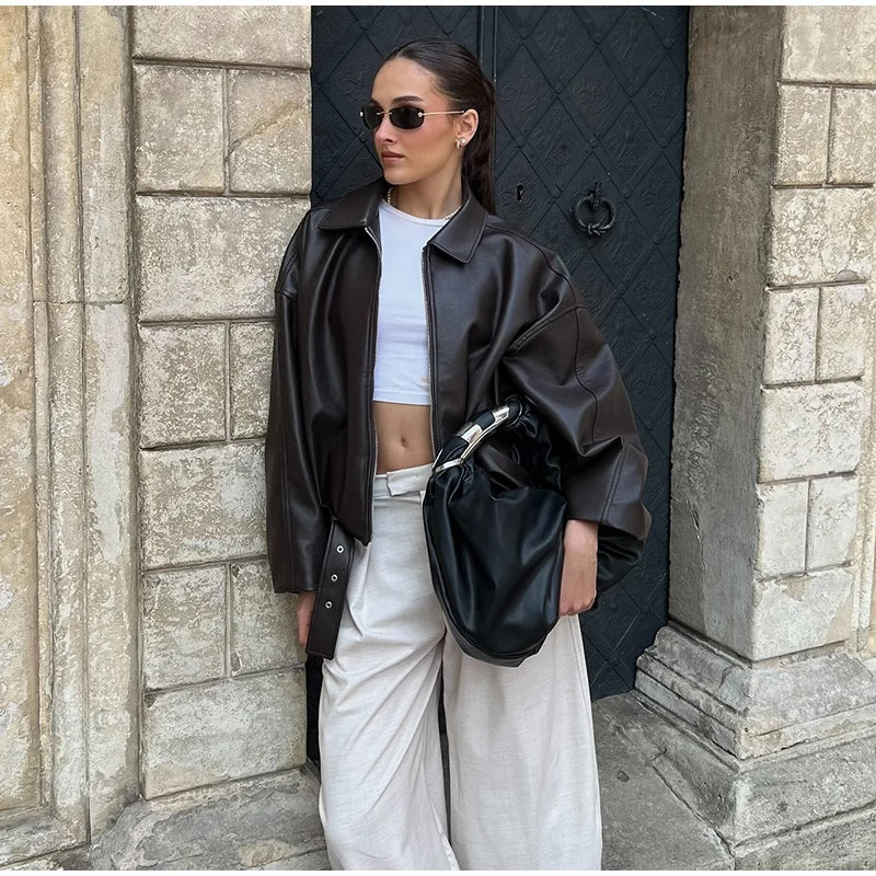 Vintage PU Leather Bomber Jackets 2