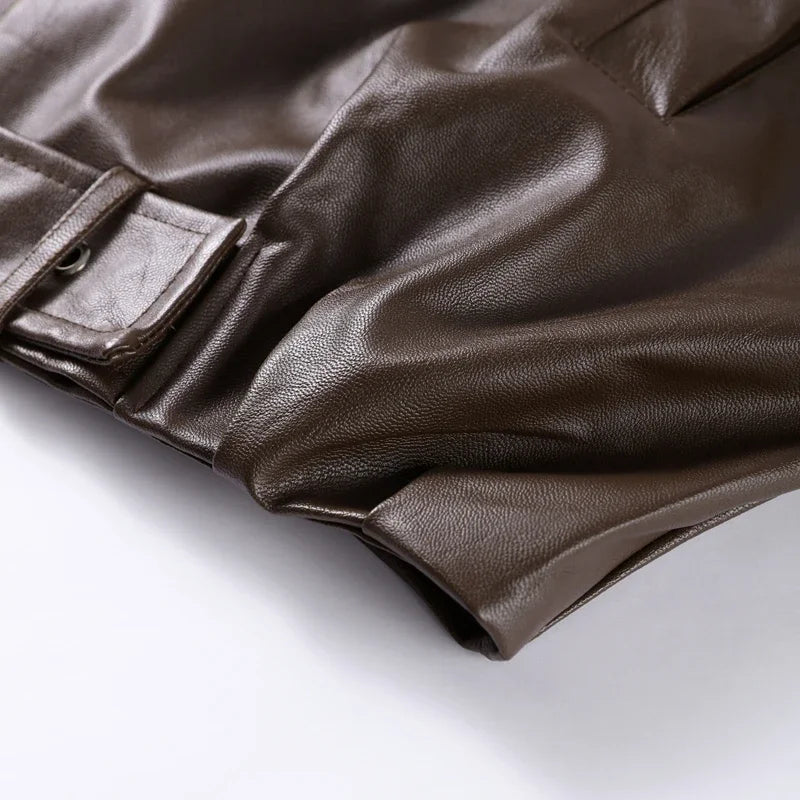 Vintage PU Leather Bomber Jackets 2