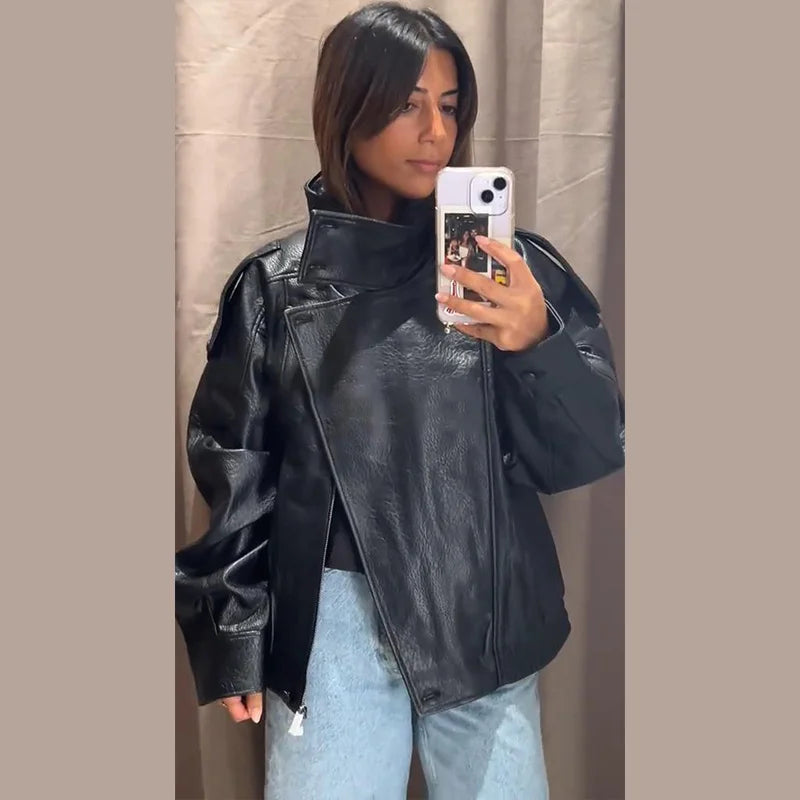 Vintage PU Leather Bomber Jackets 2