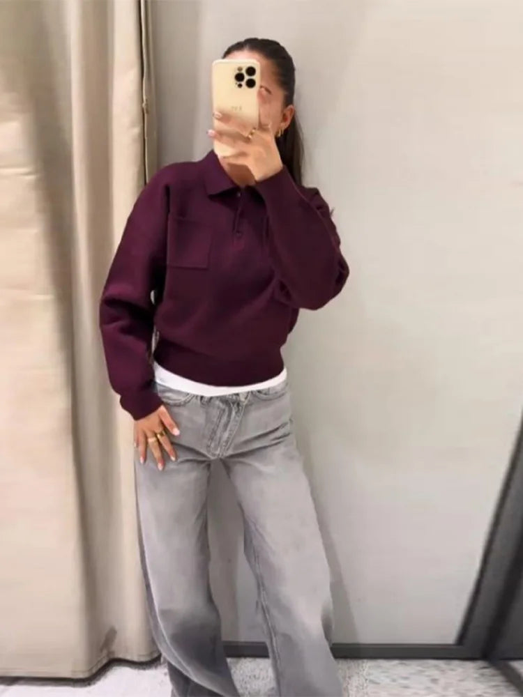 Wine Red Lapel Collar