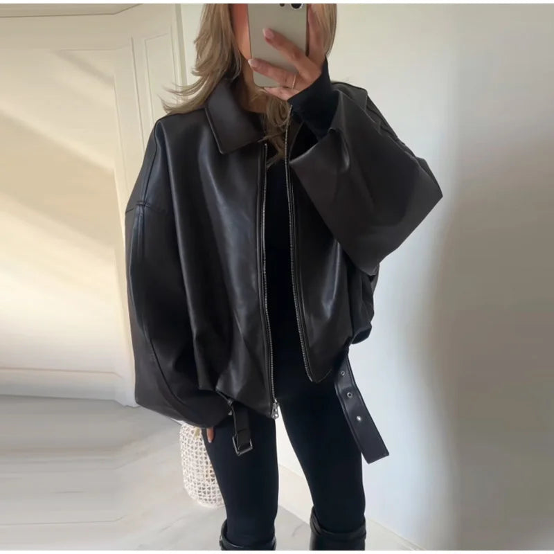 Vintage PU Leather Bomber Jackets 2