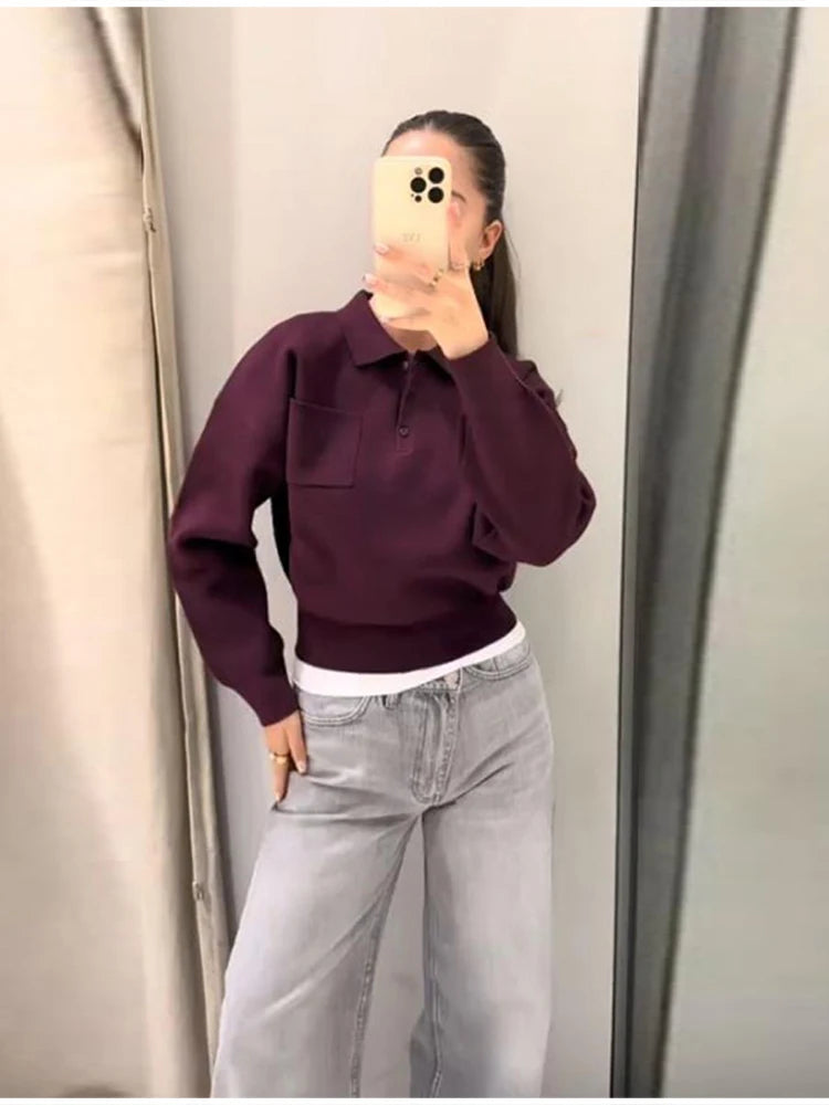 Wine Red Lapel Collar