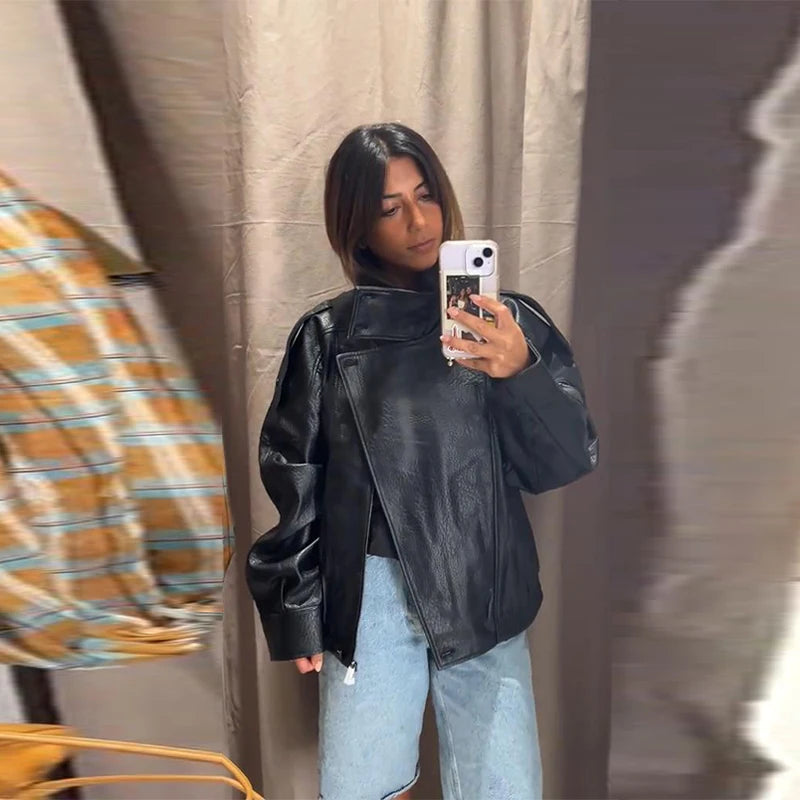 Vintage PU Leather Bomber Jackets 2