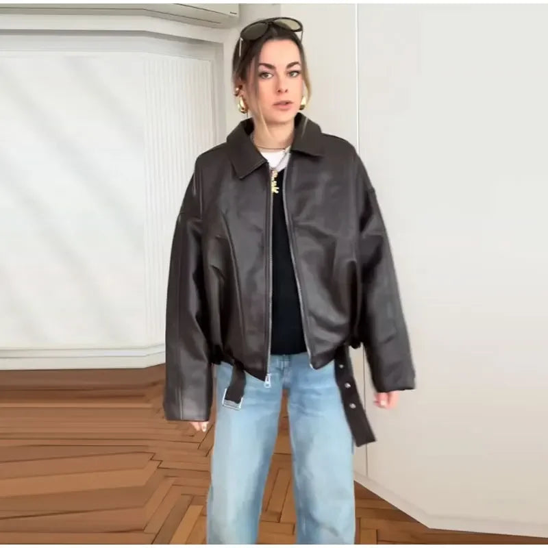 Vintage PU Leather Bomber Jackets 2