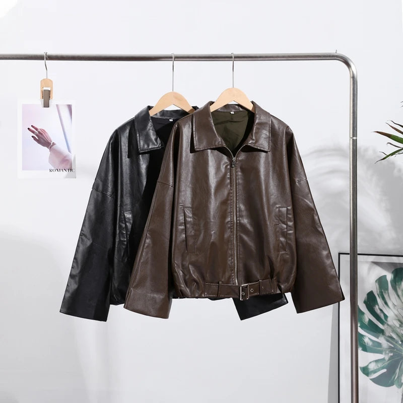 Vintage PU Leather Bomber Jackets 2