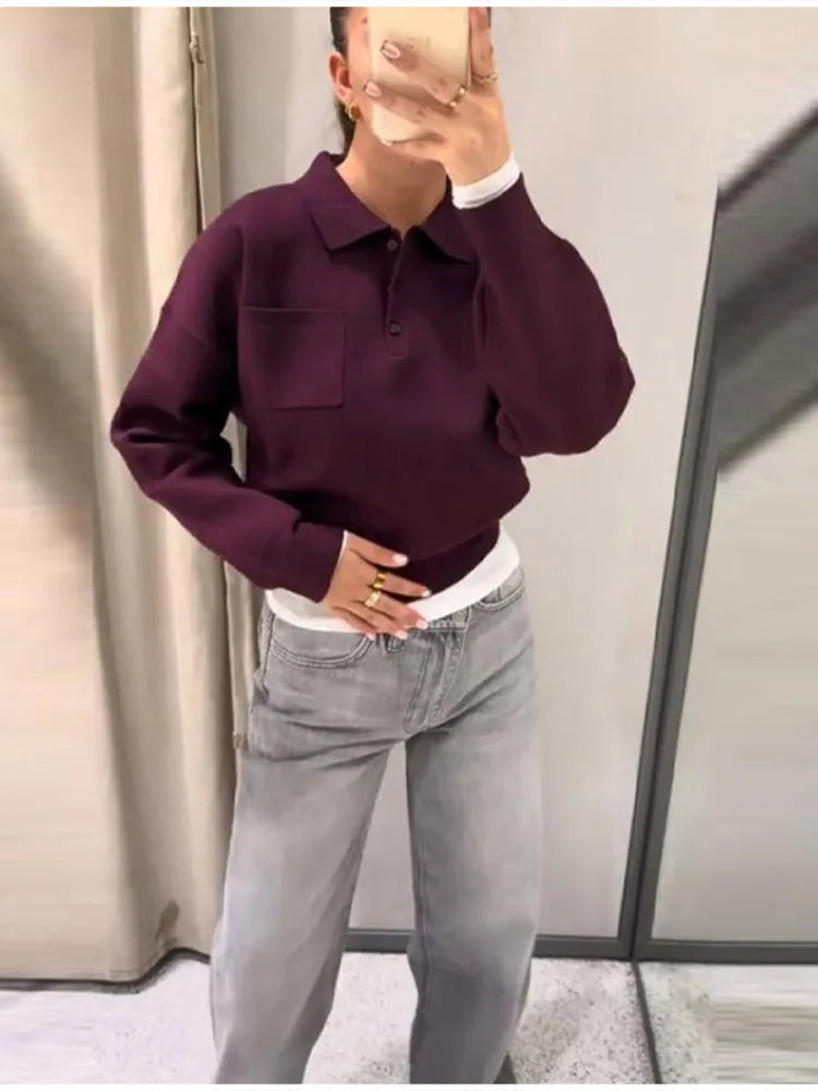 Wine Red Lapel Collar