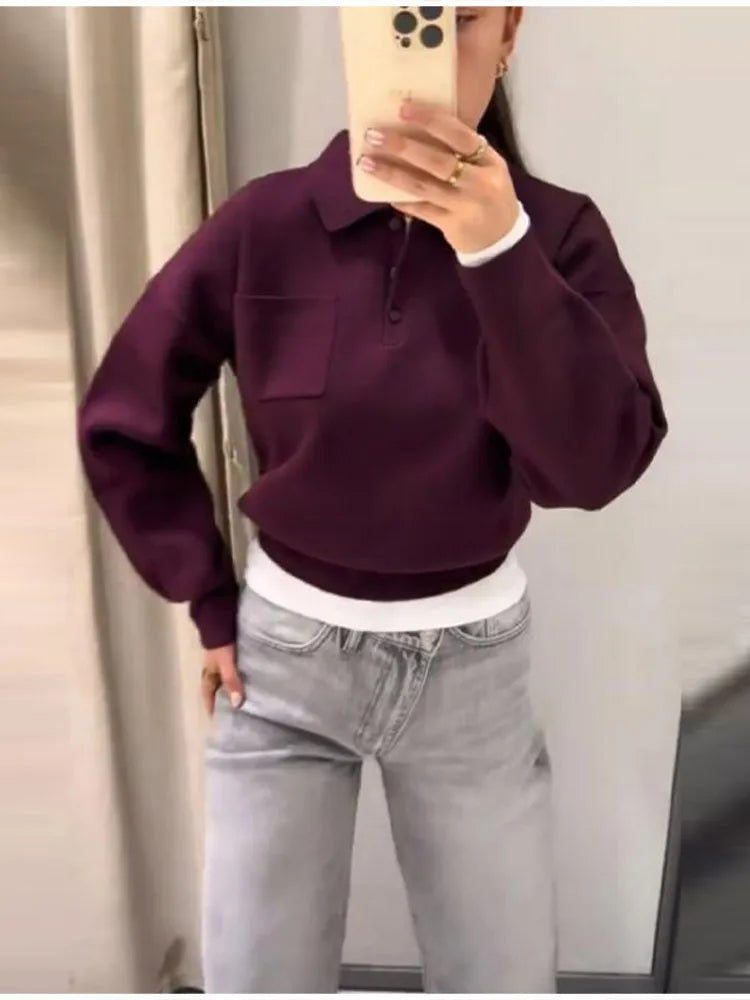 Wine Red Lapel Collar