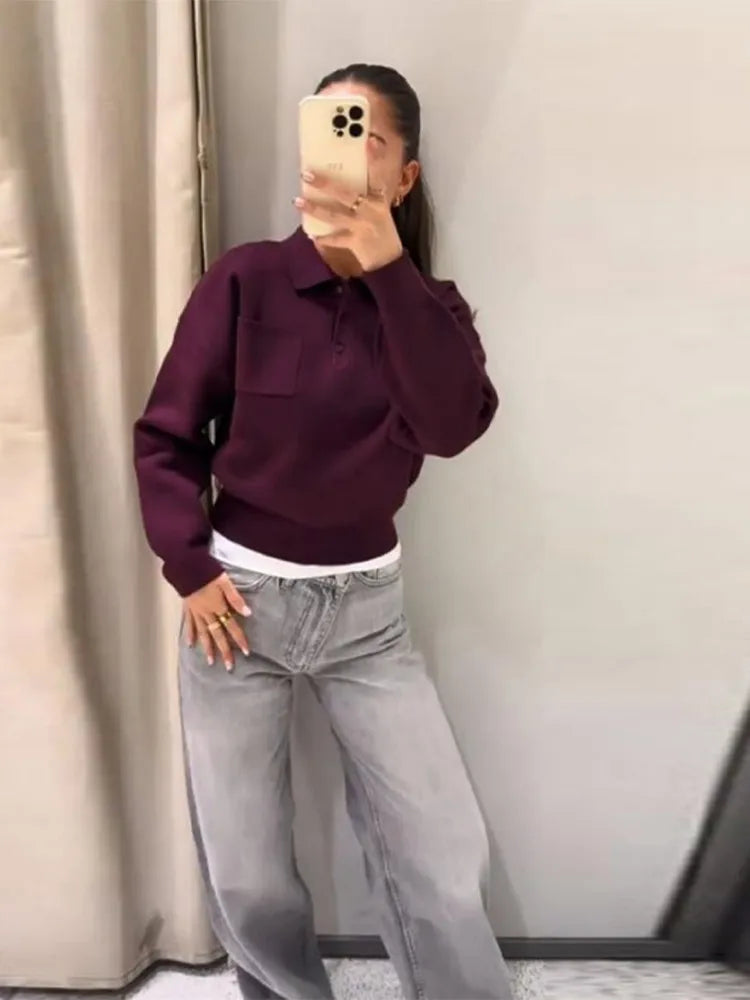 Wine Red Lapel Collar