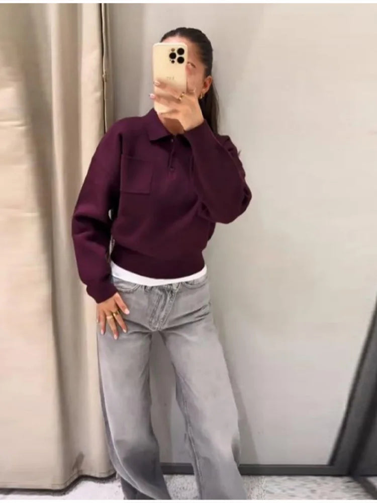 Wine Red Lapel Collar