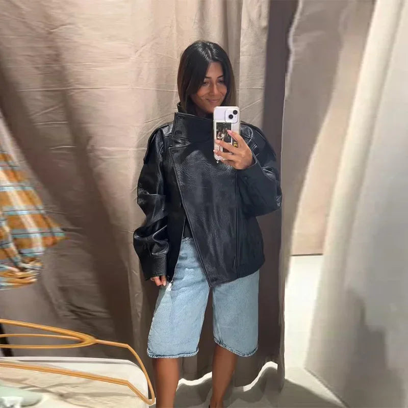 Vintage PU Leather Bomber Jackets 2