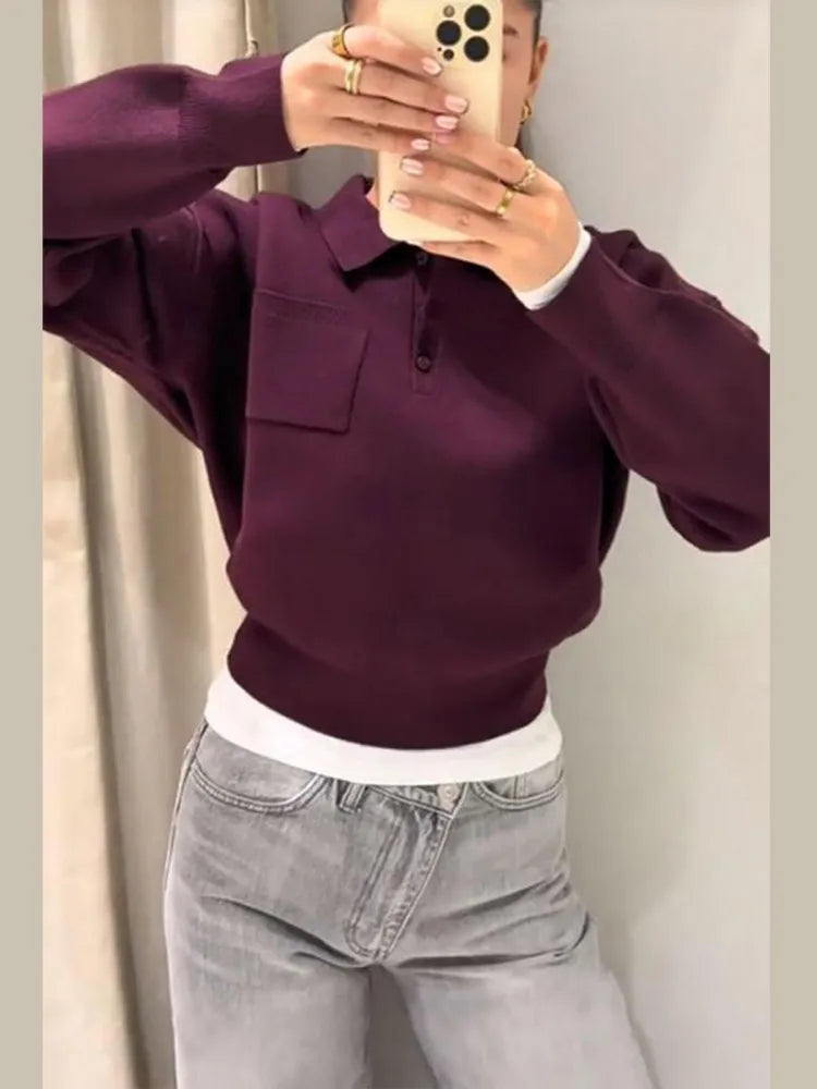 Wine Red Lapel Collar