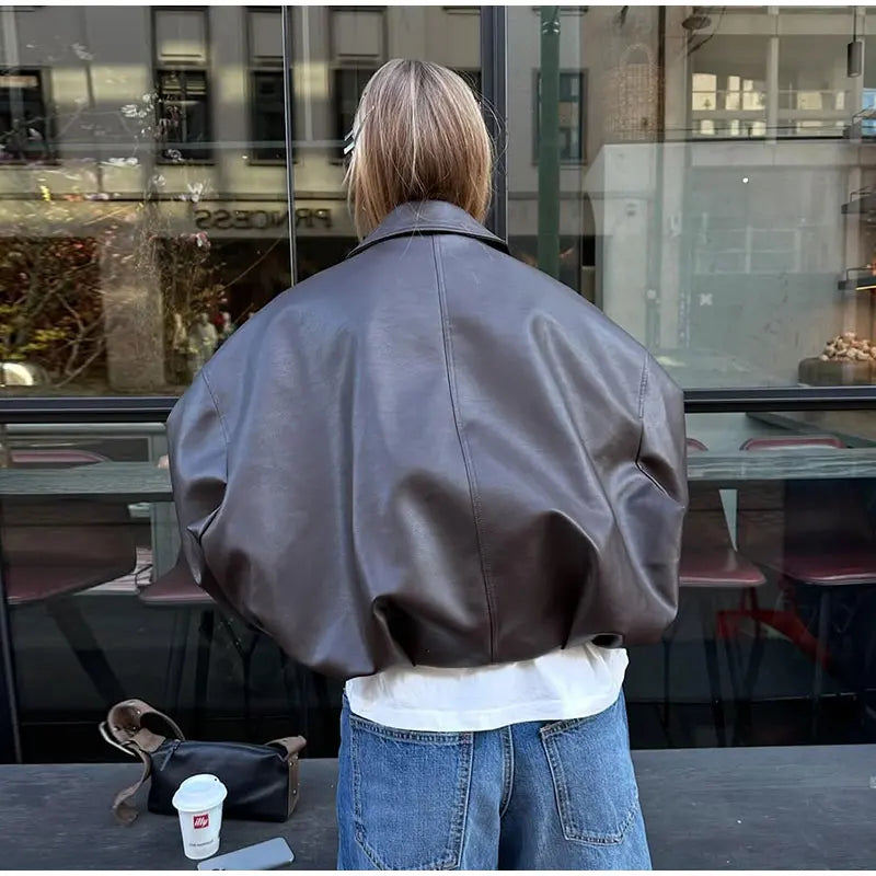 Vintage PU Leather Bomber Jackets 2