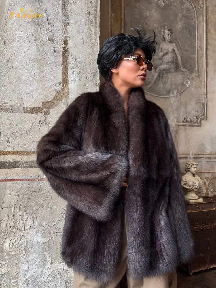 Brown Medium-length Fur Coat