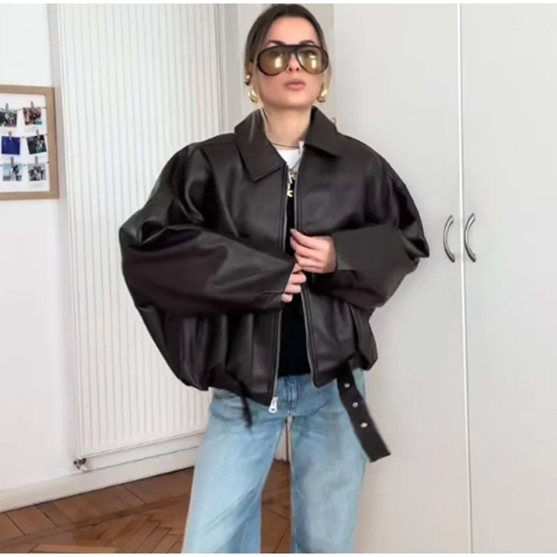Vintage PU Leather Bomber Jackets 2