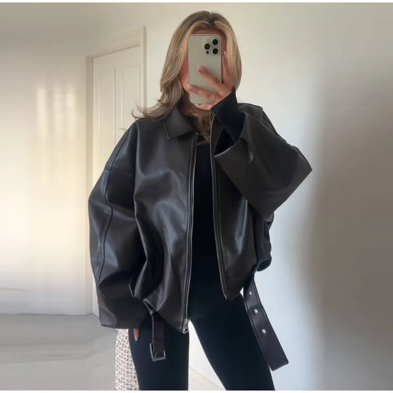 Vintage PU Leather Bomber Jackets 2