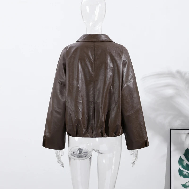 Vintage PU Leather Bomber Jackets 2