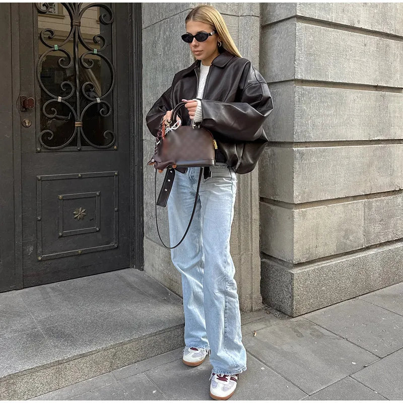 Vintage PU Leather Bomber Jackets 2