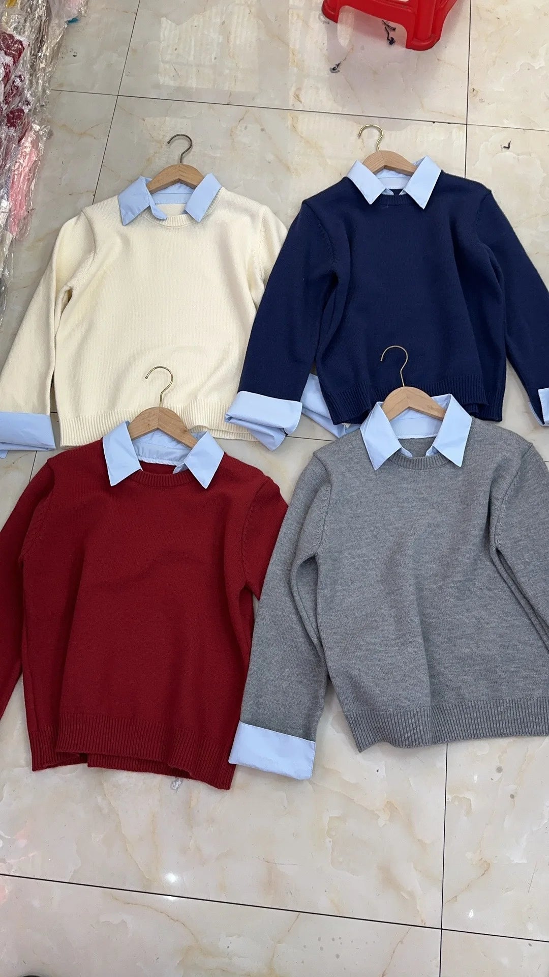 Fake Two Shirts Collar Sweater